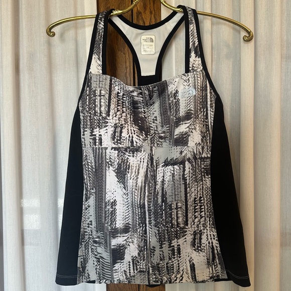 The North Face Black Gray Print T-Back Tank - Picture 1 of 11